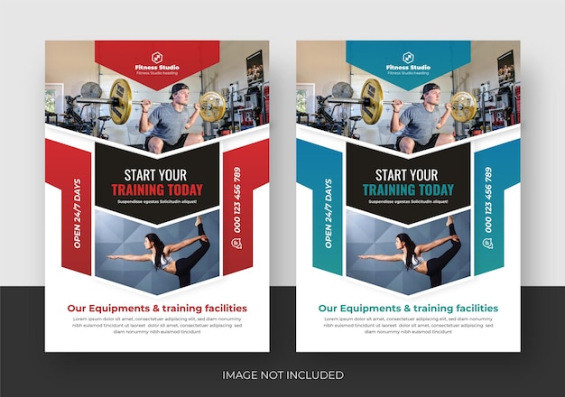 Modern fitness en gym flyer template, gym flyer a4 formaat sjabloon