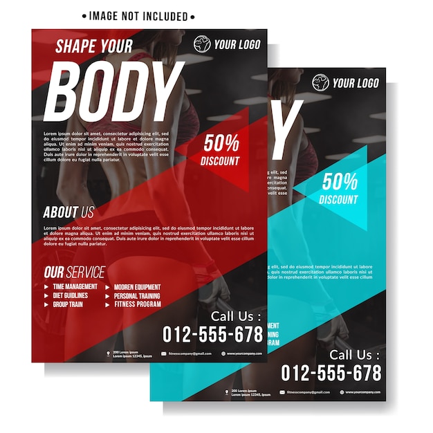 Vettore modello di layout moderno fitness gym flyer