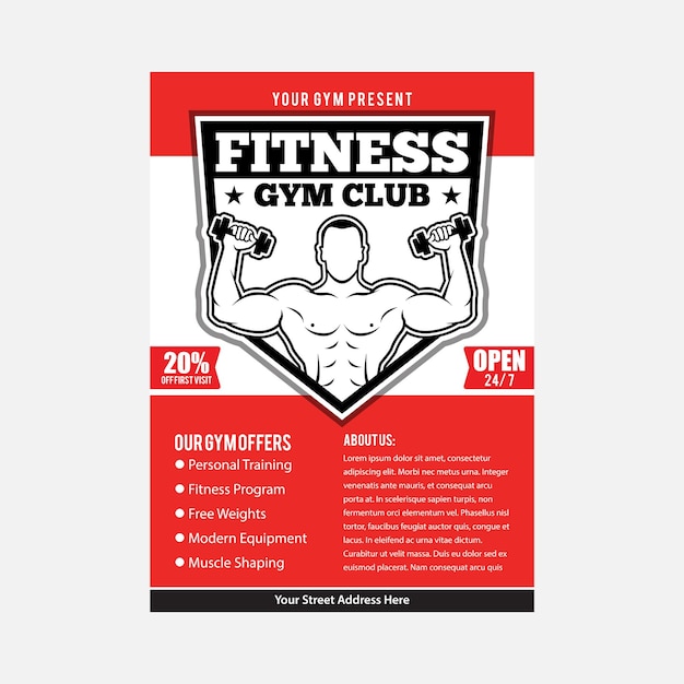 Modern fitness amp gym flyer template