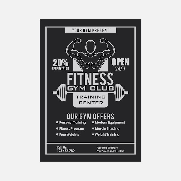 Vector modern fitness amp gym flyer template