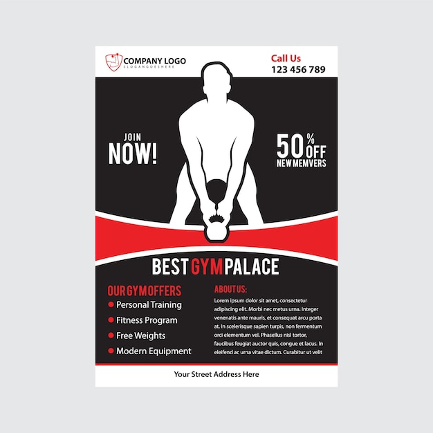 Vector modern fitness amp gym flyer template