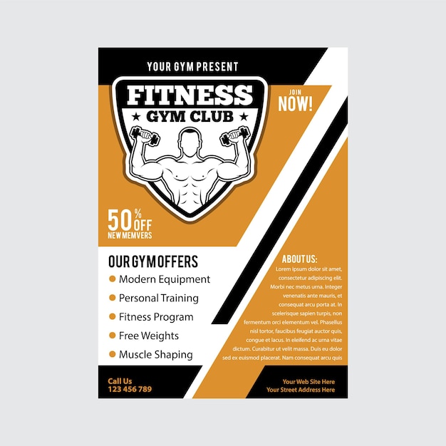 Modern fitness amp gym flyer template