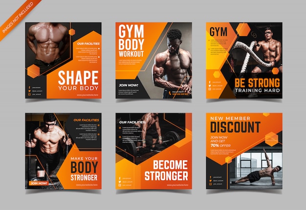Modern fitness and gym social media post template