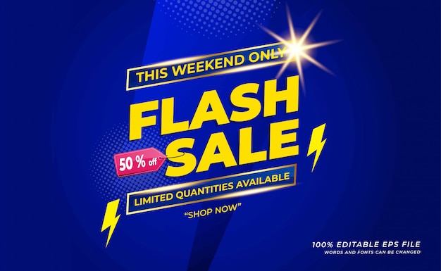 Modern flash sale banner with blue colour