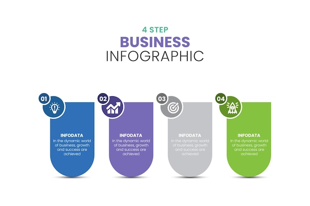 Современная плоская 4 варианта бизнес-инфографического дизайна шаблона векторной иллюстрации