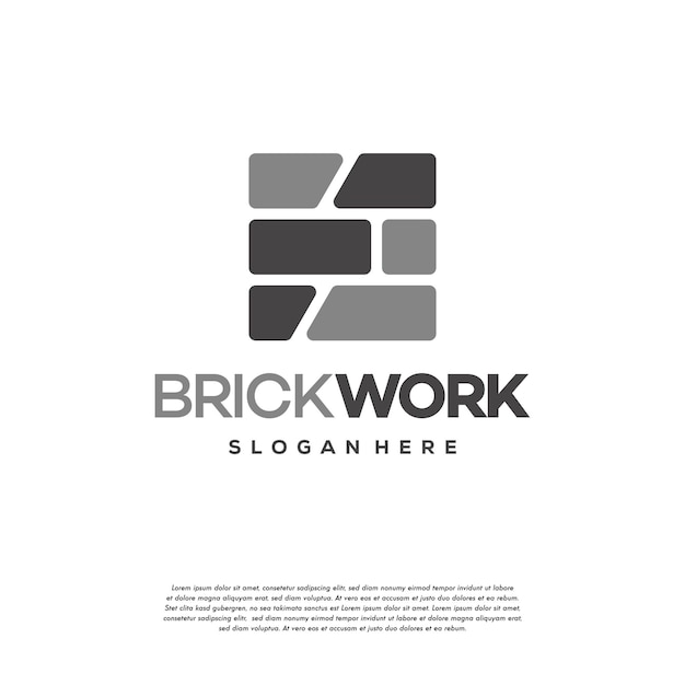 Modern Flat Brick-logo, Brick Work eenvoudig modern logo-sjabloon, logo-sjabloon, symboolpictogram