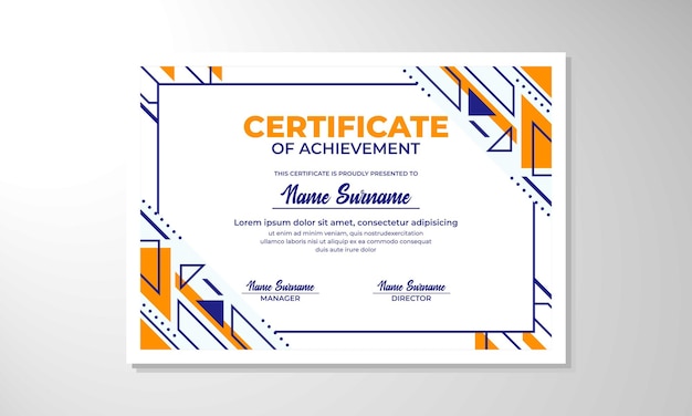Modern flat certificate design template