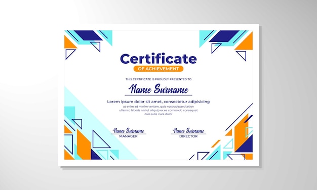 Modern flat certificate design template