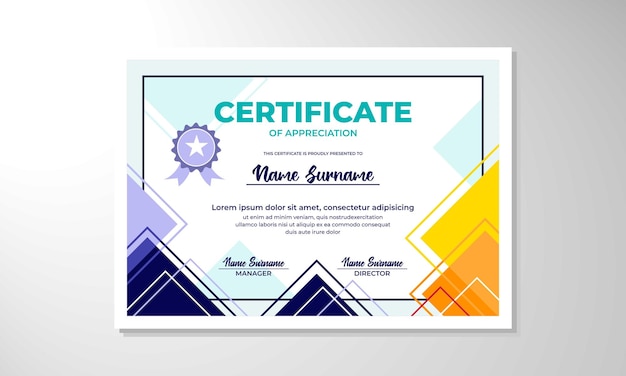 Modern flat certificate design template