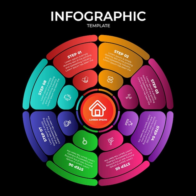 현대 평면 원형 다이어그램 infographic 템플릿 벡터 일러스트 레이 션