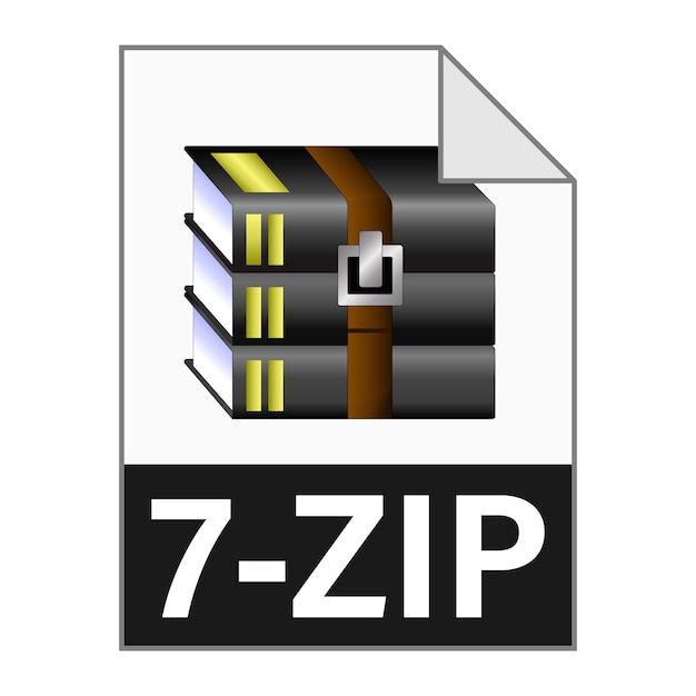 웹 간단한 스타일에 대한 7ZIP 아카이브 파일 아이콘의 현대적인 평면 디자인