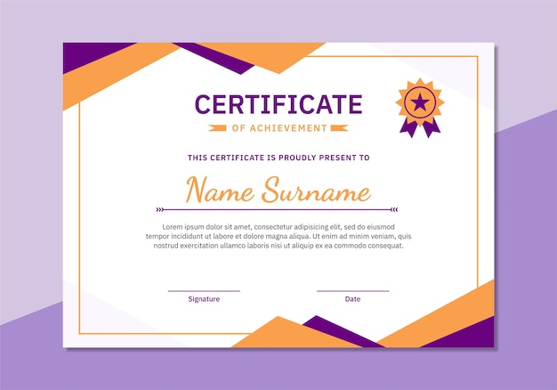 Modern flat design certificate template