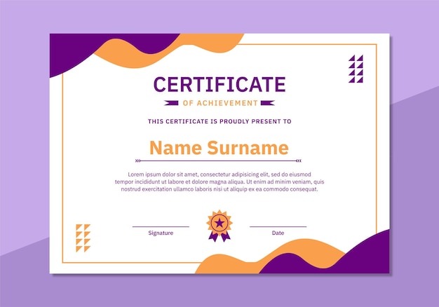 Modern flat design certificate template