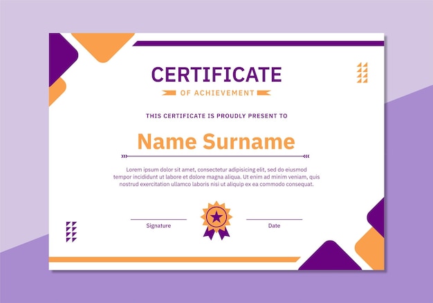 Modern flat design certificate template