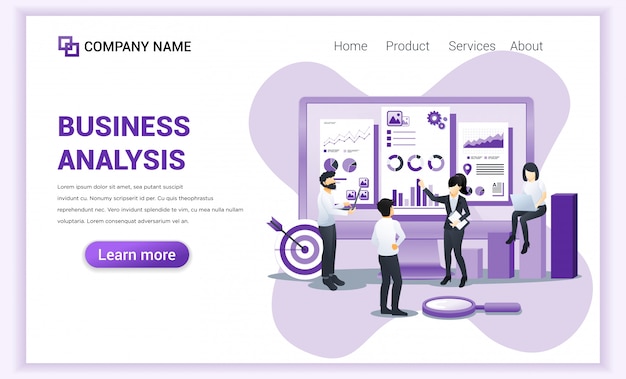 Modern flat design concept of business analysis with characters. auditing, financial consulting.