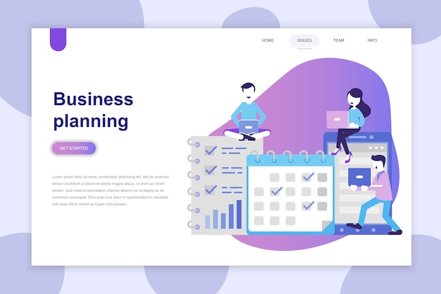 Concetto di design piatto moderno di business planning per sito web