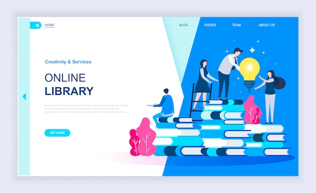 Modern flat design concept of online library