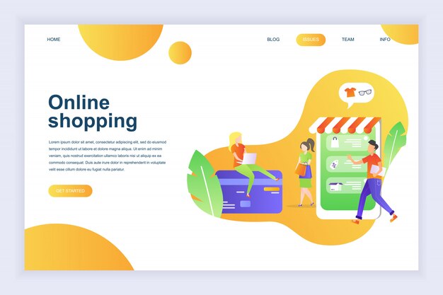 Modern flat design concept of online shopping for website