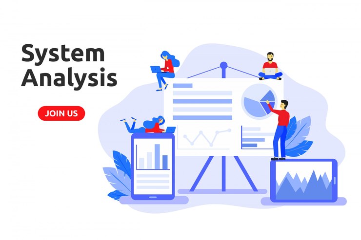 Vector modern flat design concept for system analysis.