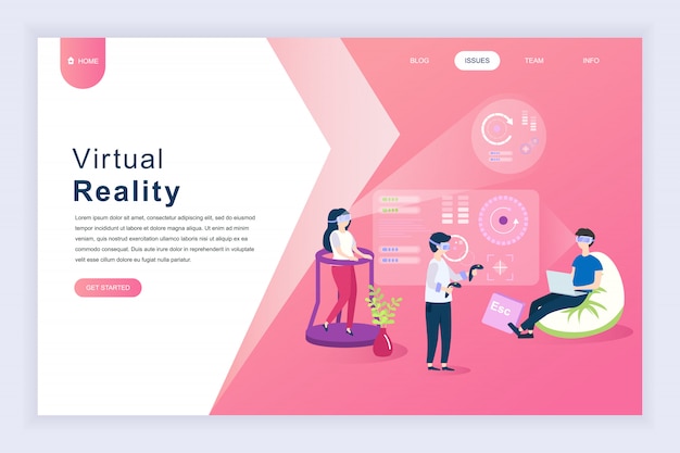 Modern flat design concept of virtual reality for website