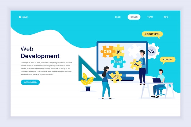 Vector modern flat design concept of web development for website