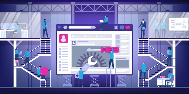 Web 開発のモダンなフラット デザイン コンセプト
