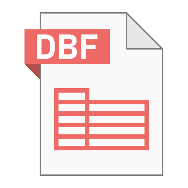 Современный плоский дизайн иконки файла DBF для Интернета