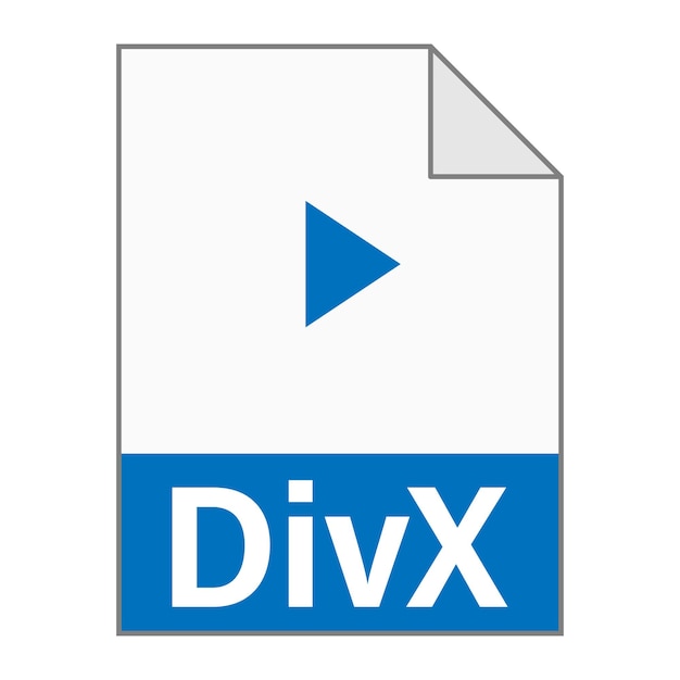 Современный плоский дизайн значка файла DivX для Интернета Простой стиль