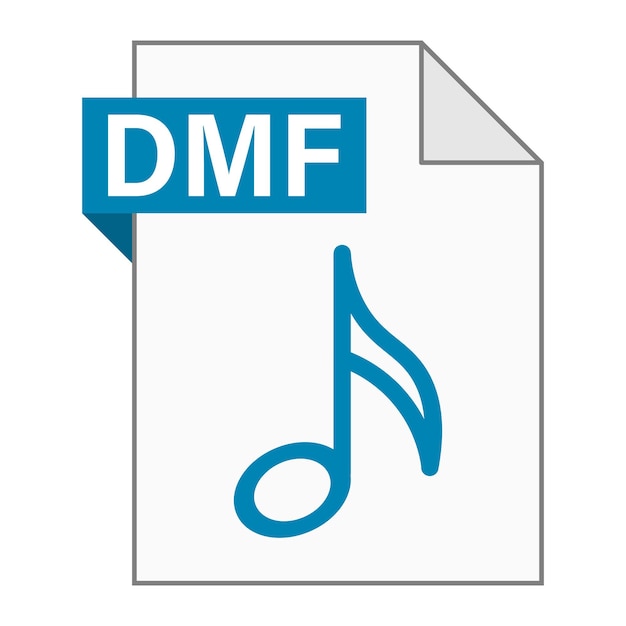 Modern flat design of DMF file icon for web