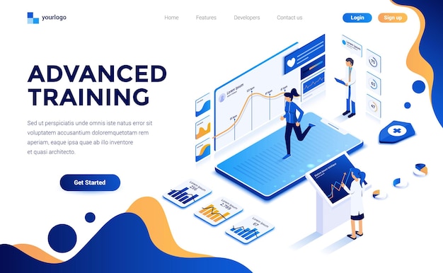 Modern flat design isometric concept of advanced training