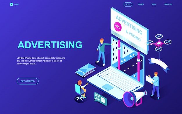 Vector modern flat design isometric concept of advertising