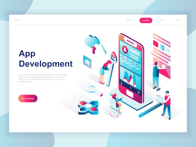 Concetto isometrico moderno design piatto di sviluppo app