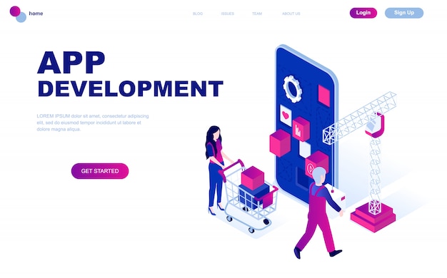 modern flat design isometric concept of app development