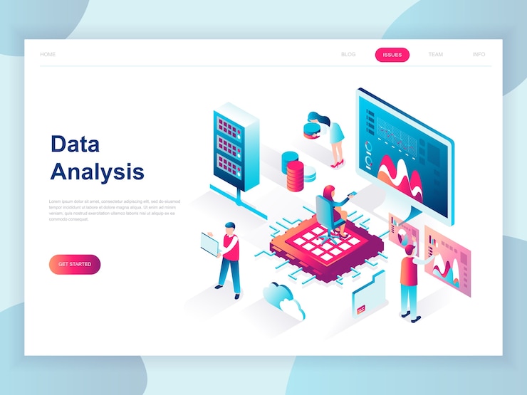 Vector modern flat design isometric concept of big data analysis