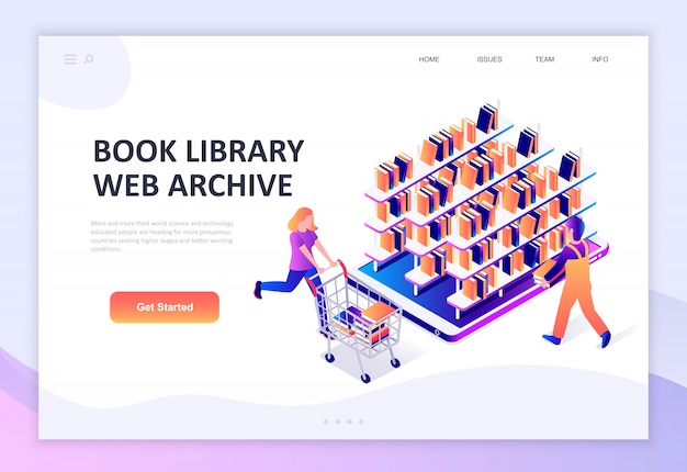 Modern flat design isometric concept of Book Library