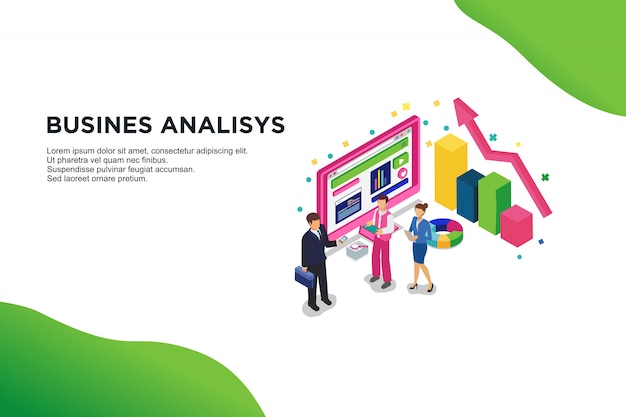 비즈니스 analisys의 현대적인 평면 디자인 아이소 메트릭 개념