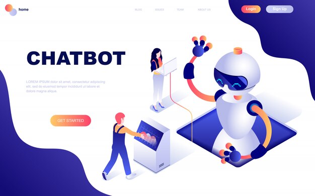 Modern flat design isometric concept of chat bot