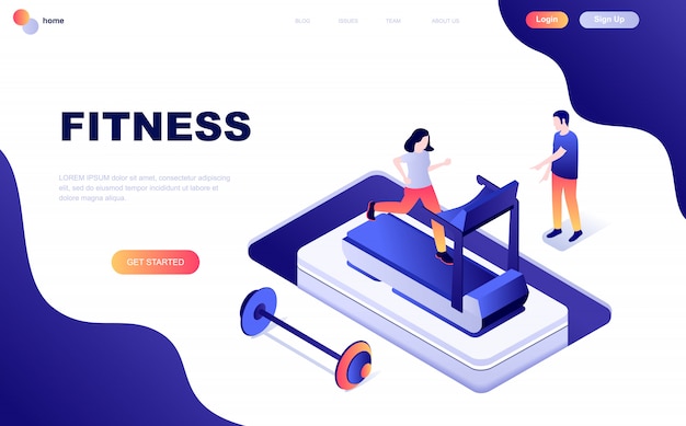 Modern flat design isometric concept of fitness