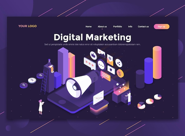 Vector modern flat design isometric concept landing page