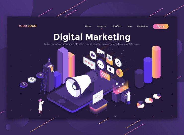 Vector 현대 평면 디자인 아이소 메트릭 개념 방문 페이지