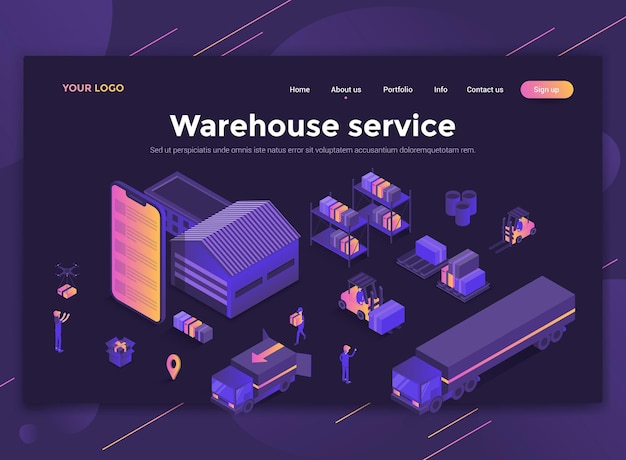 Vector modern flat design isometric concept landing page