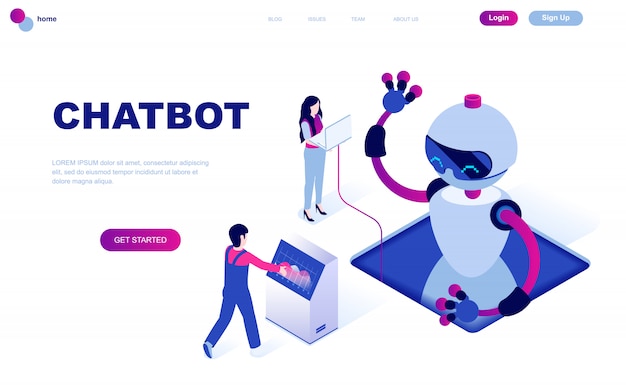 Современный плоский дизайн изометрической концепции chat bot