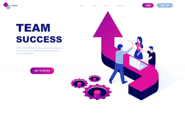 Современный плоский дизайн изометрической концепции team success