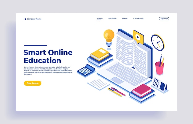 Modern flat design isometric concept of online education