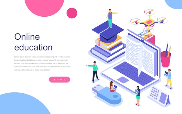 Vector modern flat design isometric concept of online education