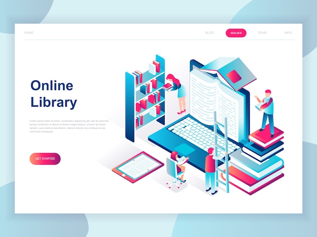 Modern flat design isometric concept of online library