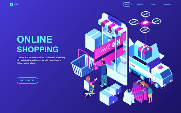 Vector modern flat design isometric concept of online shopping