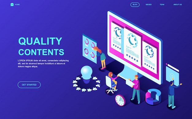 Modern flat design isometric concept of quality content