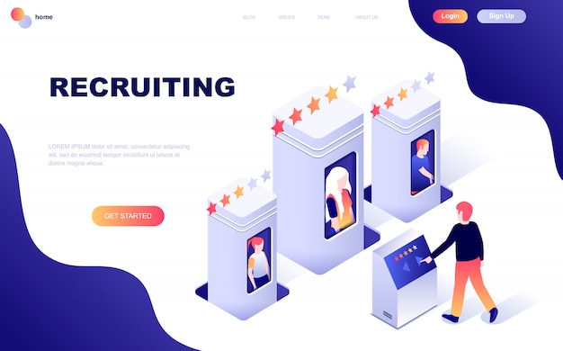 Modern flat design isometric concept of recruiting