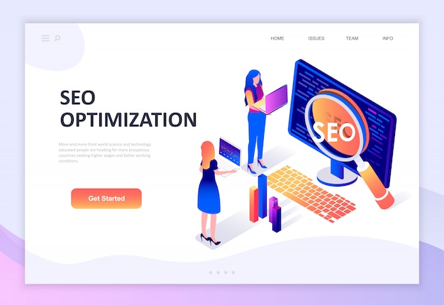 Modern flat design isometric concept of seo analysis